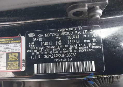 2018 Kia Rio Lx из США, поврежденный, VIN 3KPA24AB8JE133751